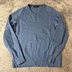 Rodd & Gunn Men's Jumper V-Neck Blue 100% Extra Fine Merino Wool‎ Size Medium